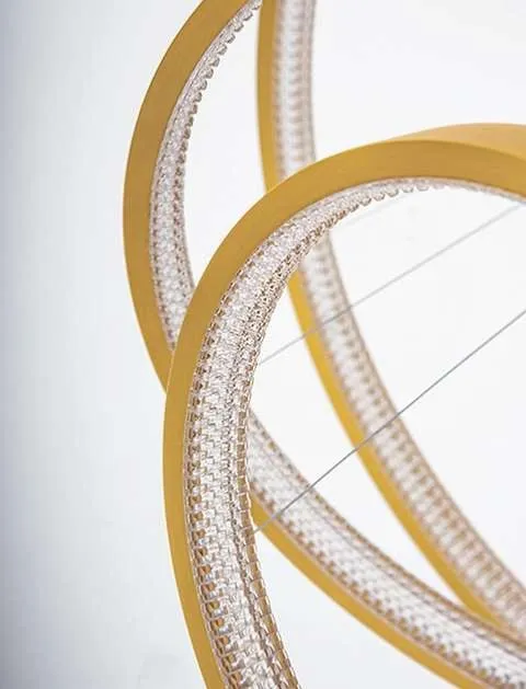 Suspension 3 cercles LED Zambelis 2009 or mat brossé
