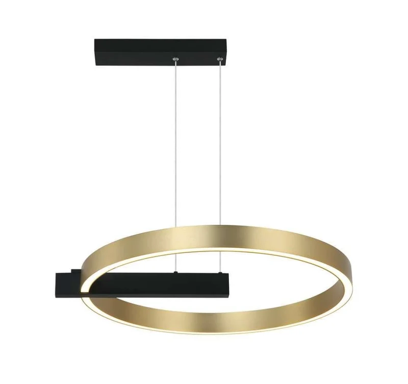 Suspension cercle LED Zambelis 22011 or et noir mat Ø 60 cm