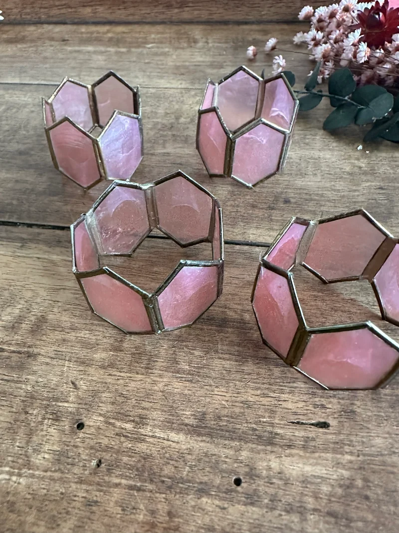 Ronds de serviette en nacre rose