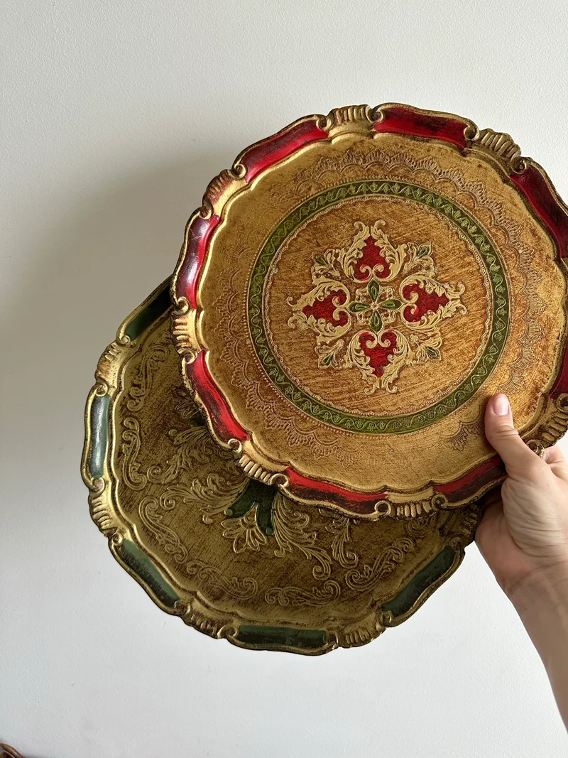 Plateaux florentins ronds en bois