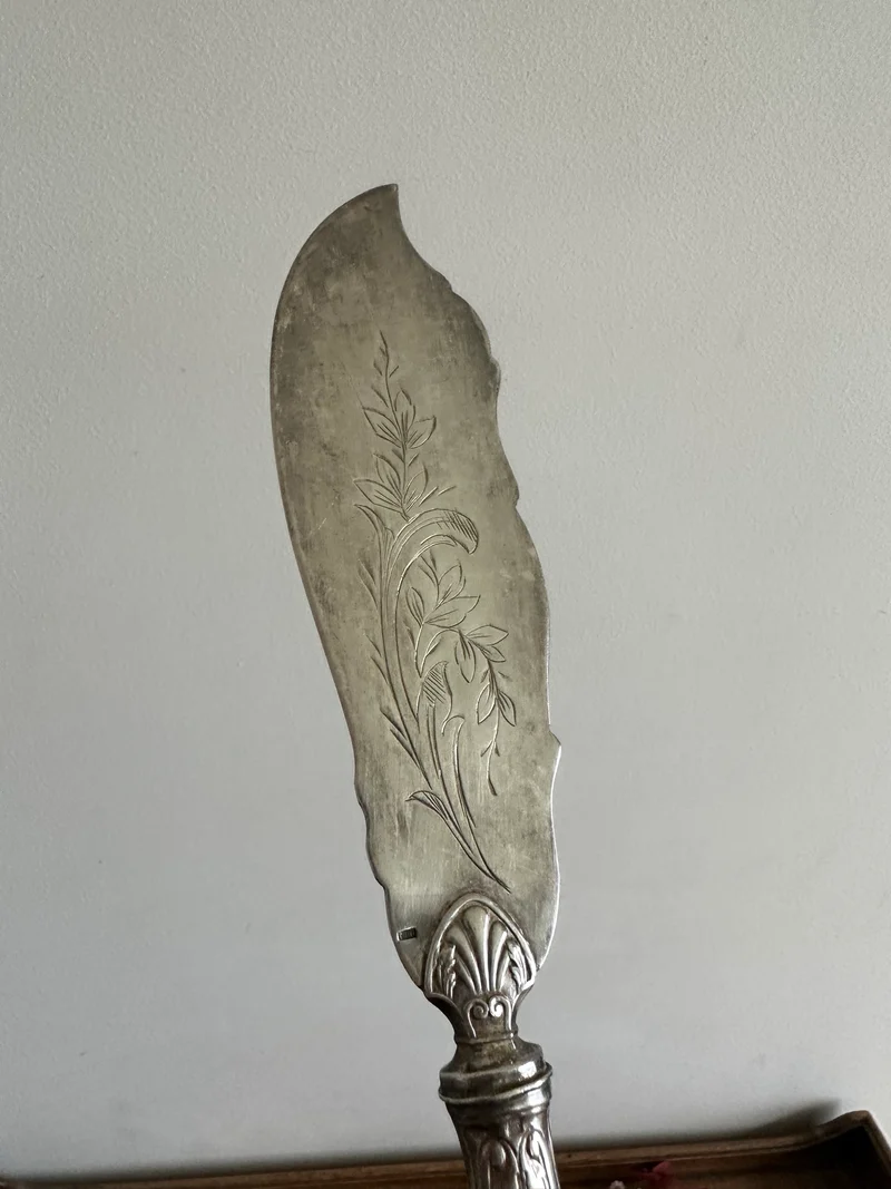 Couteau de service en métal argenté