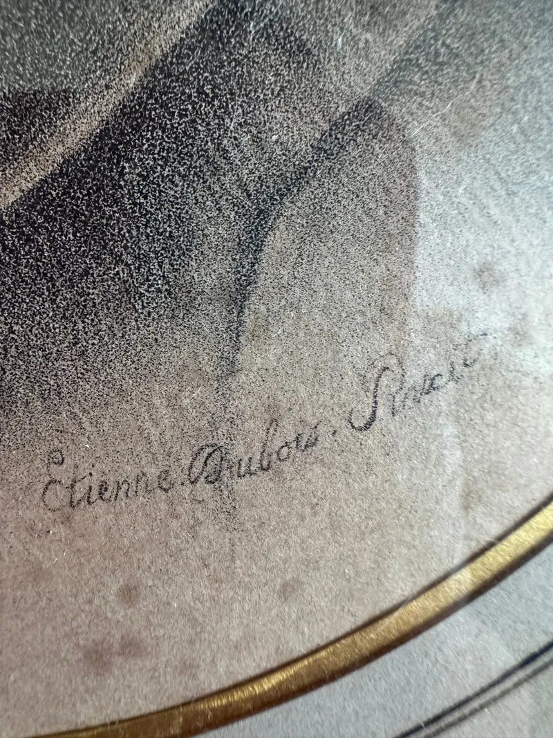 Portrait jeune homme dessiné signé Etienne Dubois cadre doré à la feuille 1850