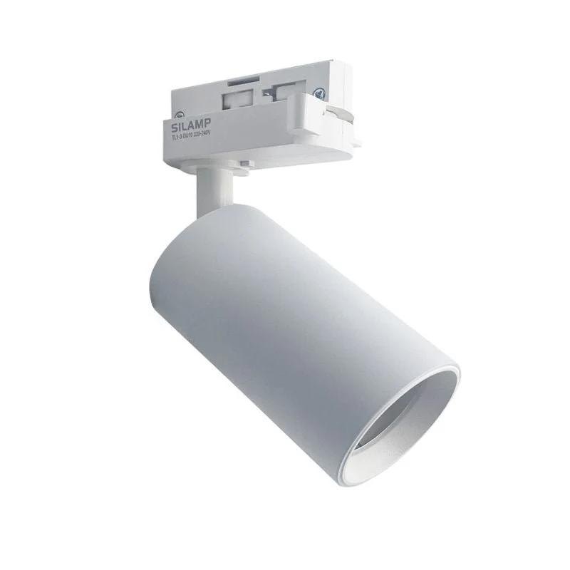 Spot LED sur rail 80° Monophasé BLANC pour ampoule GU10 - Pack de 5