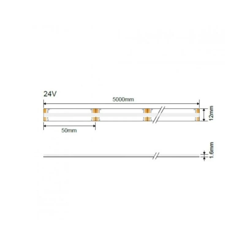 Ruban LED COB 24V DC 640LED/m RGBW 5m IP20
