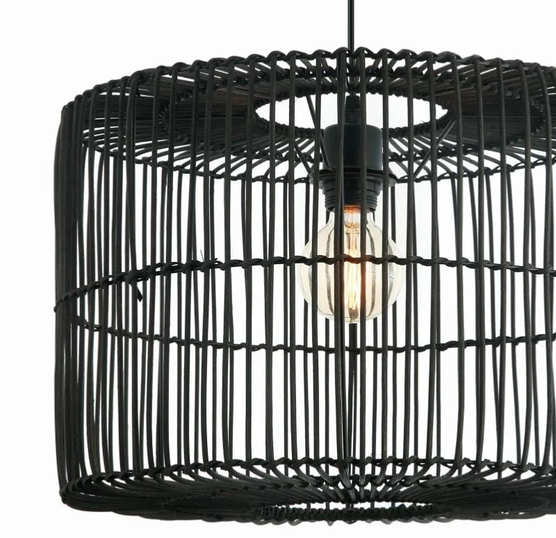 Suspension Zambelis réf 20239 rotin noir