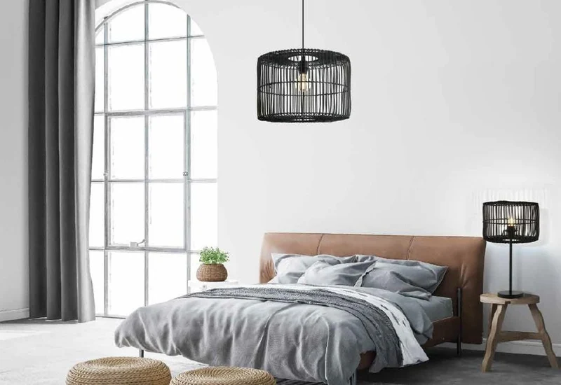 Suspension Zambelis réf 20239 rotin noir