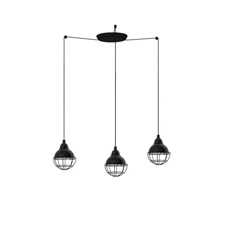 Suspension CLAIRE-3L noire brillant