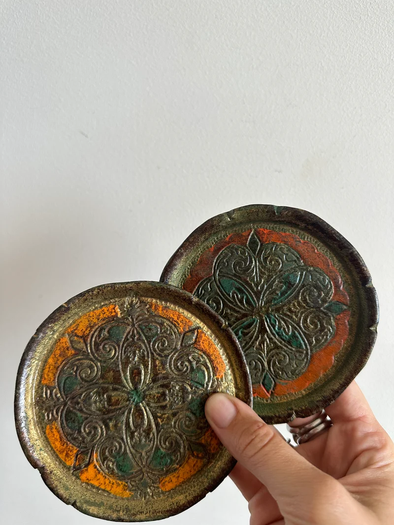 Dessous de bouteille florentin vert et orange