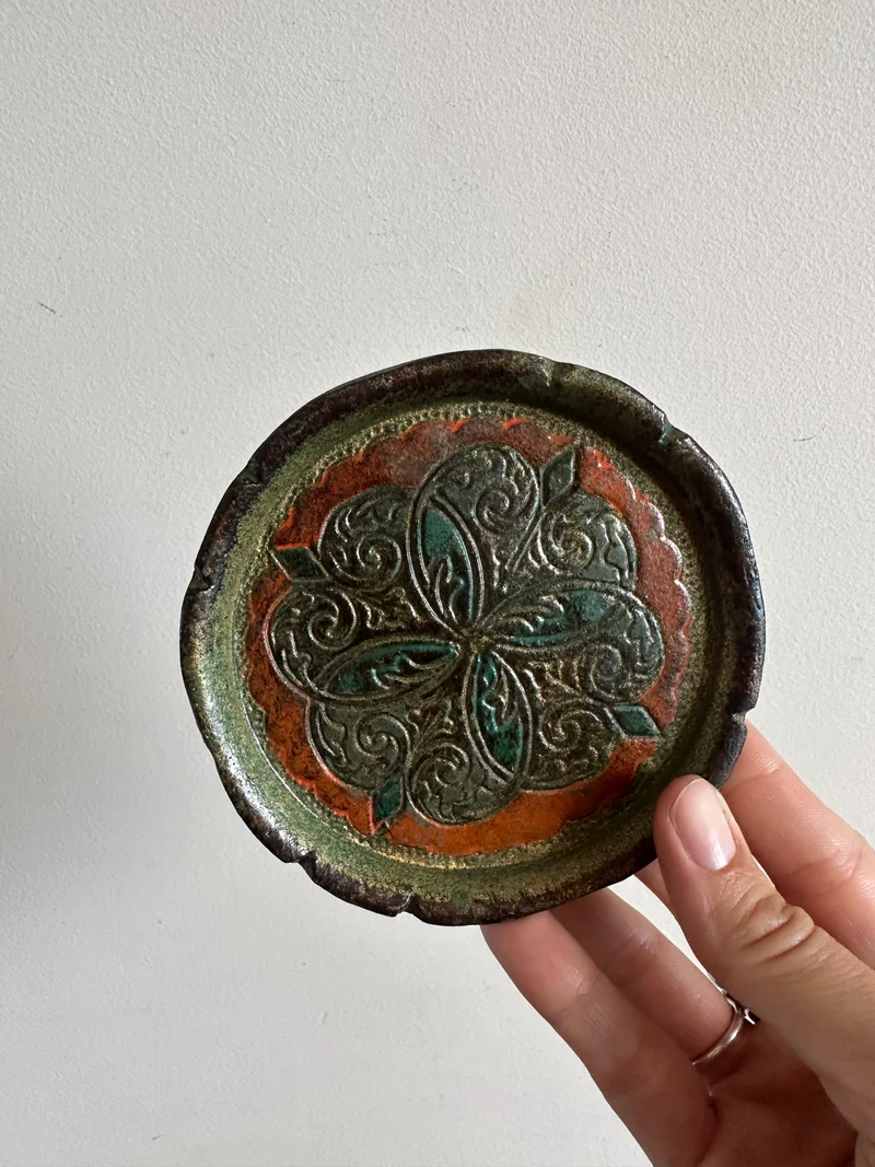 Dessous de bouteille florentin vert et orange