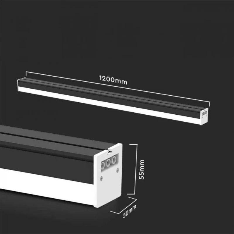 Réglette Linéaire Fine Interconnectable 120cm 40W Noir