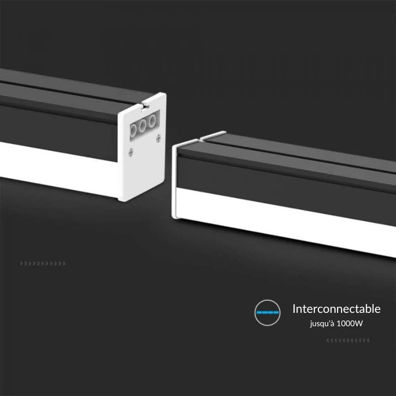 Réglette Linéaire Fine Interconnectable 120cm 40W Noir
