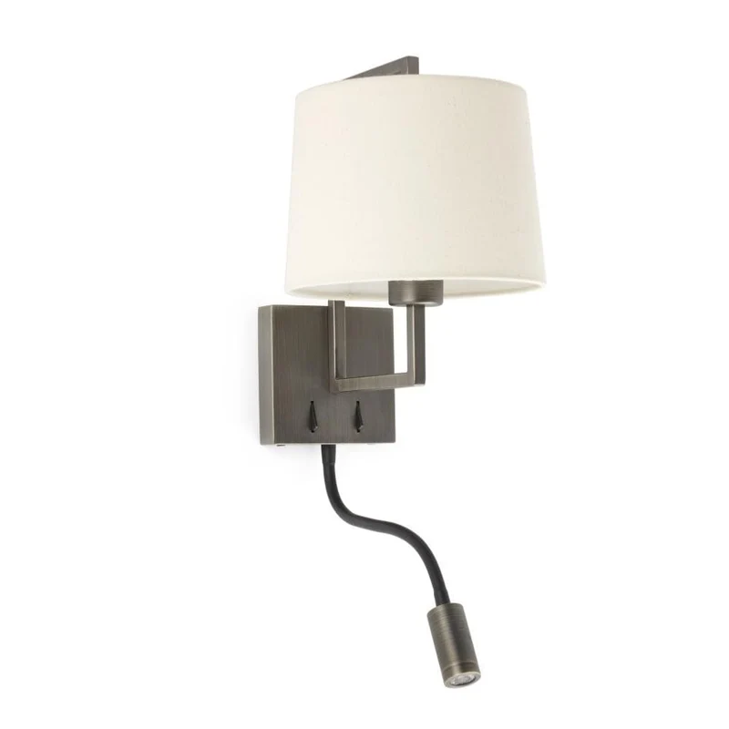 Applique liseuse de chevet FRAME or vieilli avec abat-jour beige