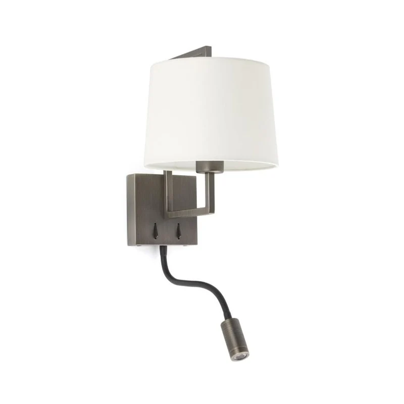 Applique liseuse de chevet FRAME or vieilli avec abat-jour blanc
