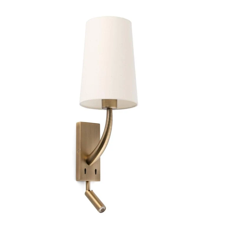 Applique de chevet avec liseuse REM or vieilli / beige