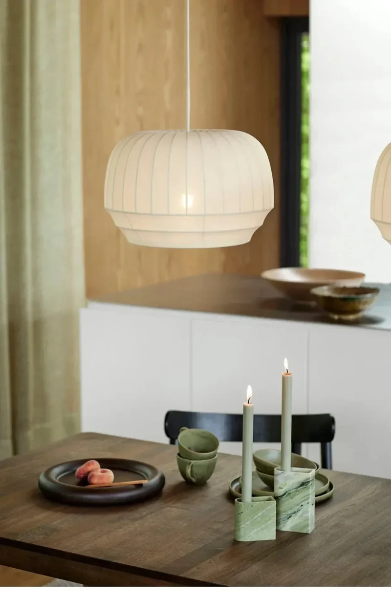 Lampe Suspendue Minimaliste en Tissu Wabi Sabi – Lustre LED pour Salon, Chambre et Hôtel