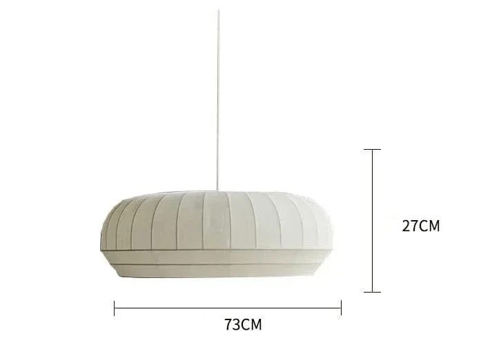 Lampe Suspendue Minimaliste en Tissu Wabi Sabi – Lustre LED pour Salon, Chambre et Hôtel