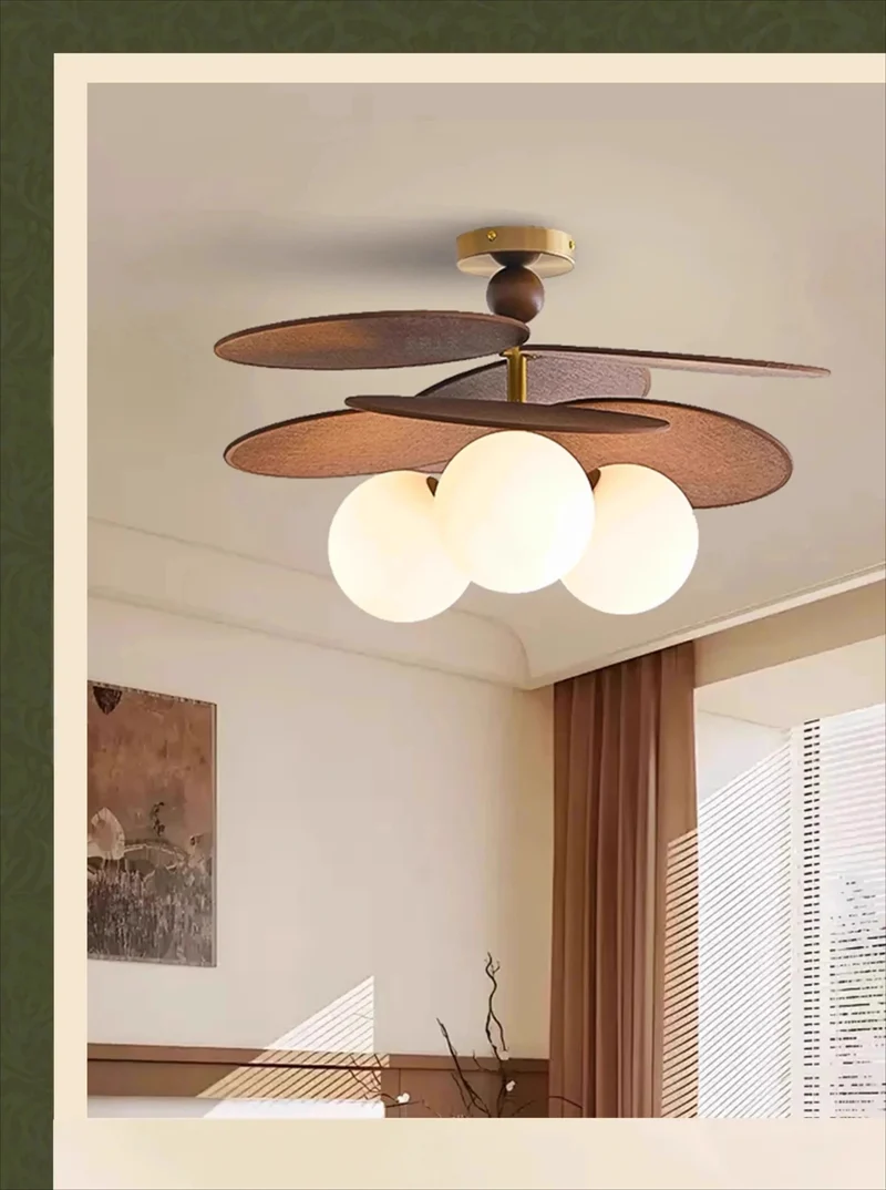 Plafonnier feuilles bois scandinave