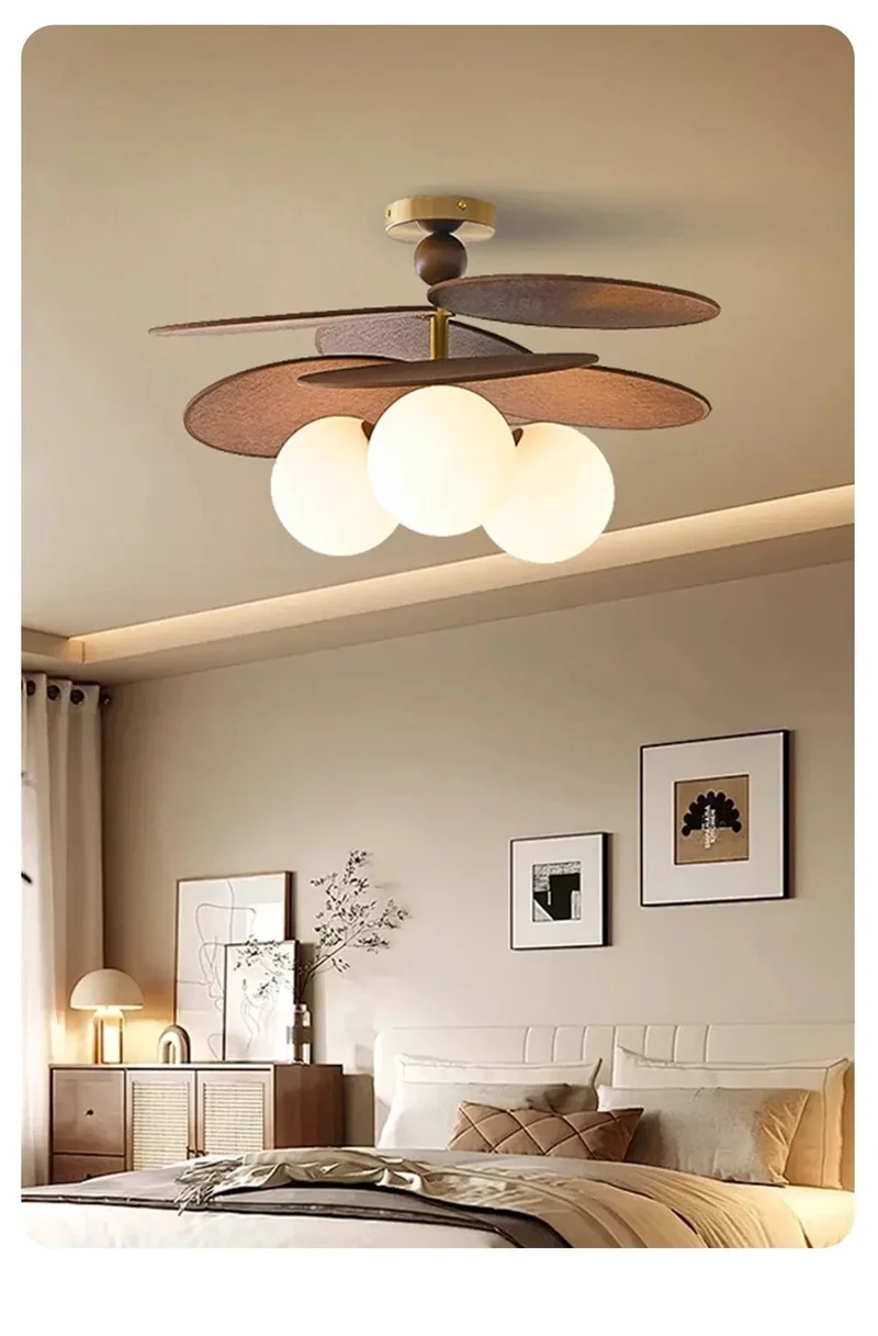 Plafonnier feuilles bois scandinave