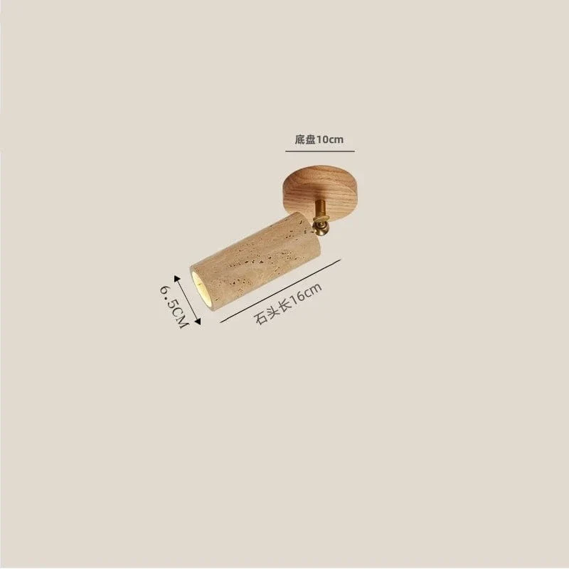 Stone Ceiling Spotlight – Angle Adjustable LED Lamp with Wooden Base for Foyer