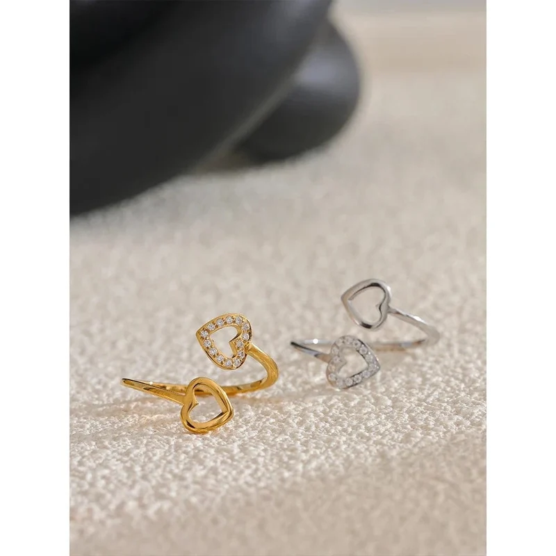 Bague Femme Yhpup – Style Géométrique en Acier Inoxydable et Zircon
