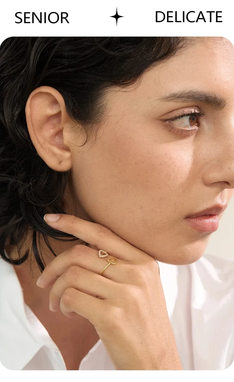 Bague Femme Yhpup – Style Géométrique en Acier Inoxydable et Zircon