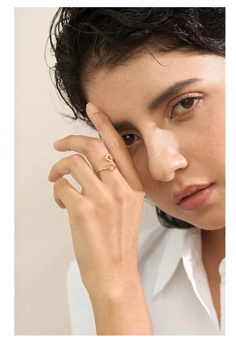 Bague Femme Yhpup – Style Géométrique en Acier Inoxydable et Zircon