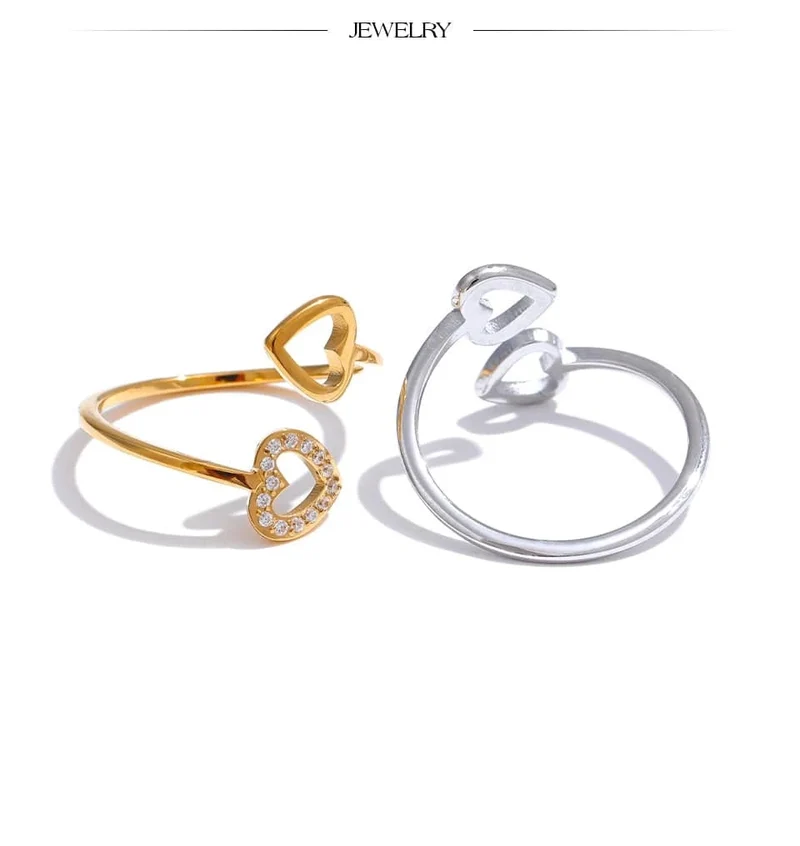 Bague Femme Yhpup – Style Géométrique en Acier Inoxydable et Zircon
