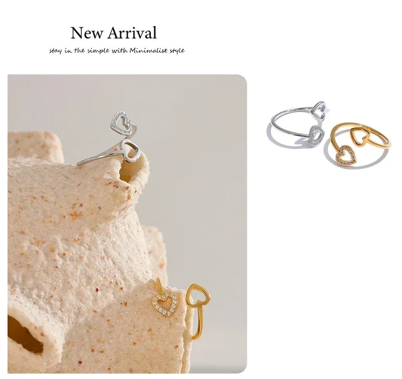 Bague Femme Yhpup – Style Géométrique en Acier Inoxydable et Zircon