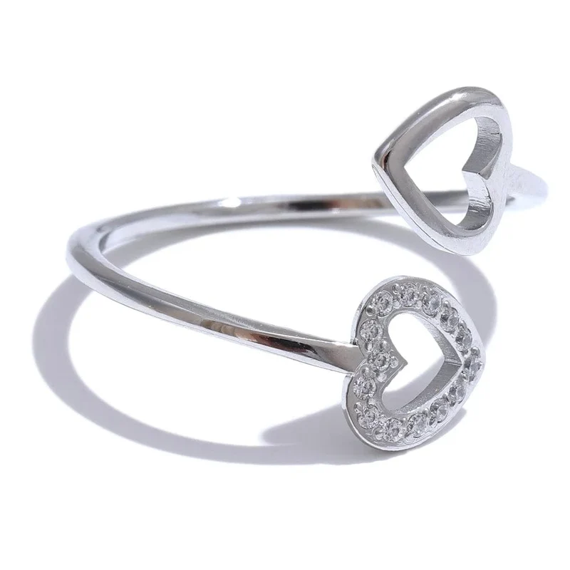 Bague Femme Yhpup – Style Géométrique en Acier Inoxydable et Zircon