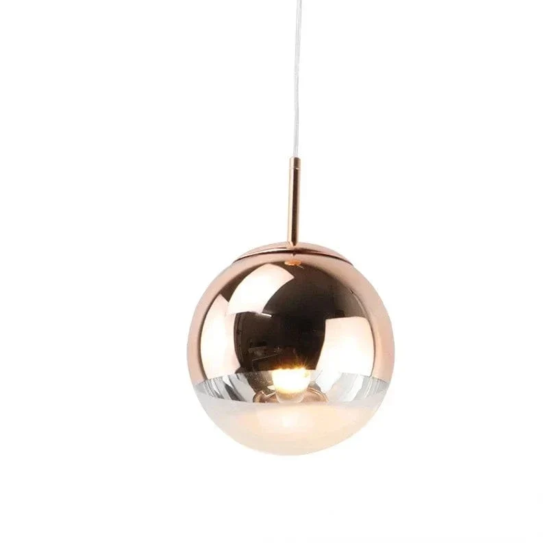 Suspension Nordique en Verre – Lampe Boule Argent/Rose/Or pour Chambre, Salon & Restaurant