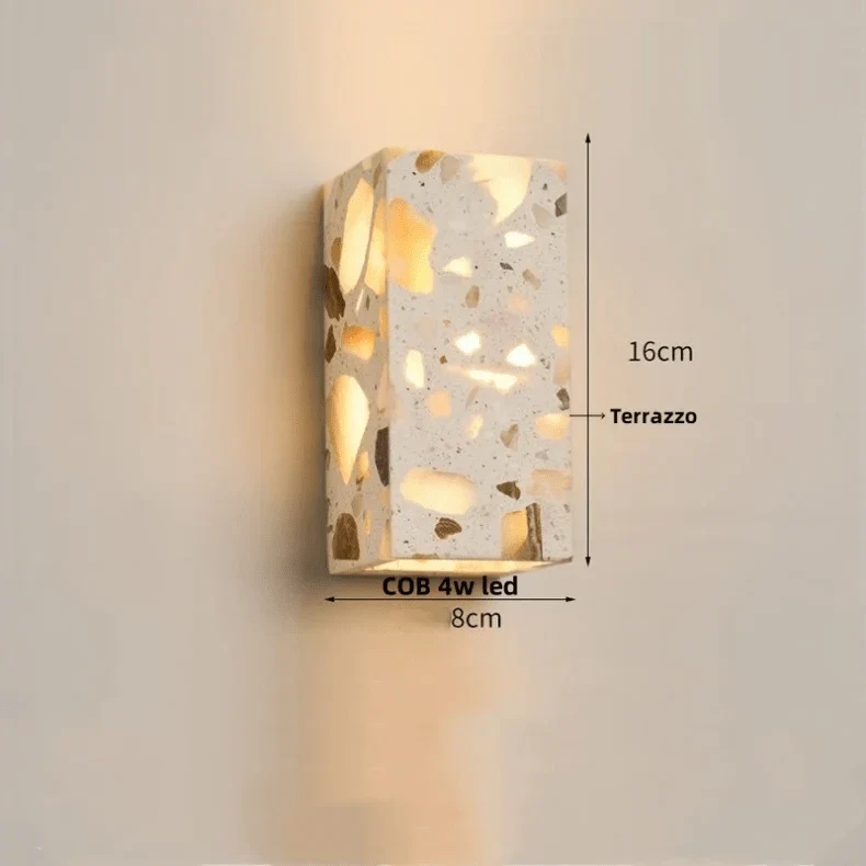 Applique Murale en Pierre Terrazzo IWHD – Lampe LED pour Salle de Bain, Chambre, Couloir et Extérieur