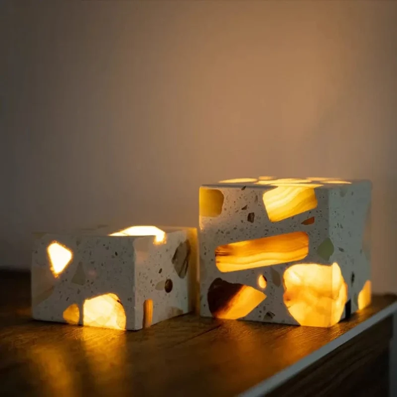 Applique Murale en Pierre Terrazzo IWHD – Lampe LED pour Salle de Bain, Chambre, Couloir et Extérieur