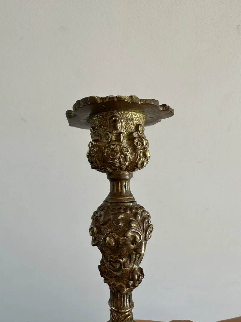 Bougeoir baroque en bronze doré