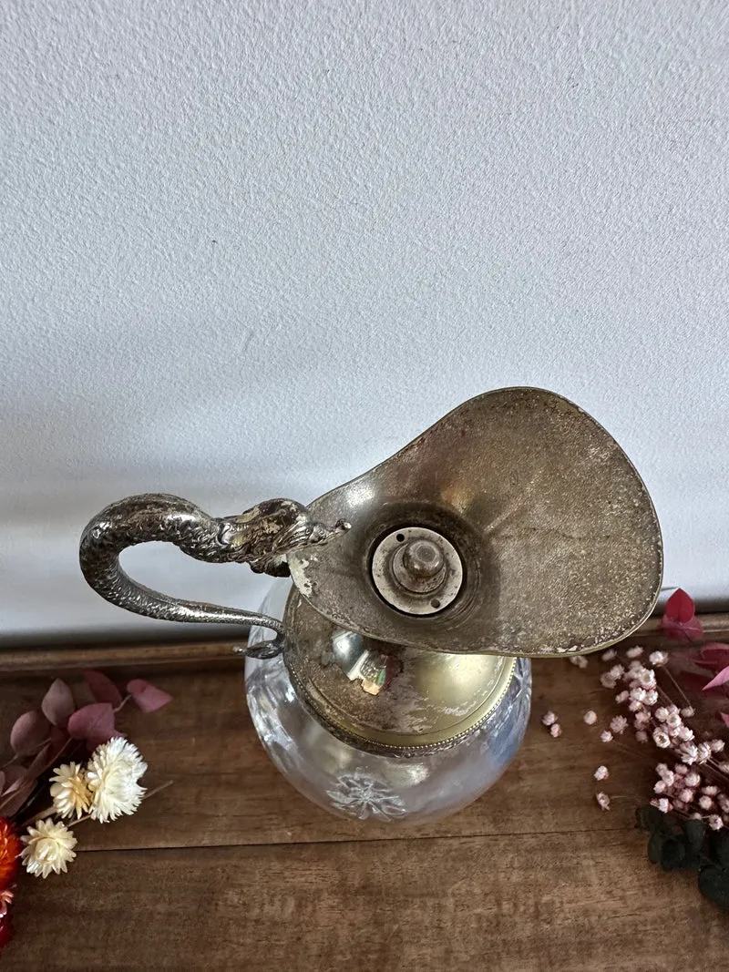 Carafe en verre et métal argenté liqueur de Bologne