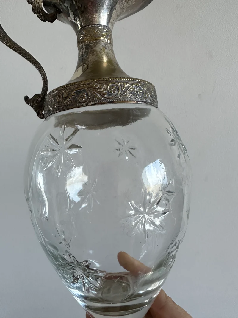 Carafe en verre et métal argenté liqueur de Bologne