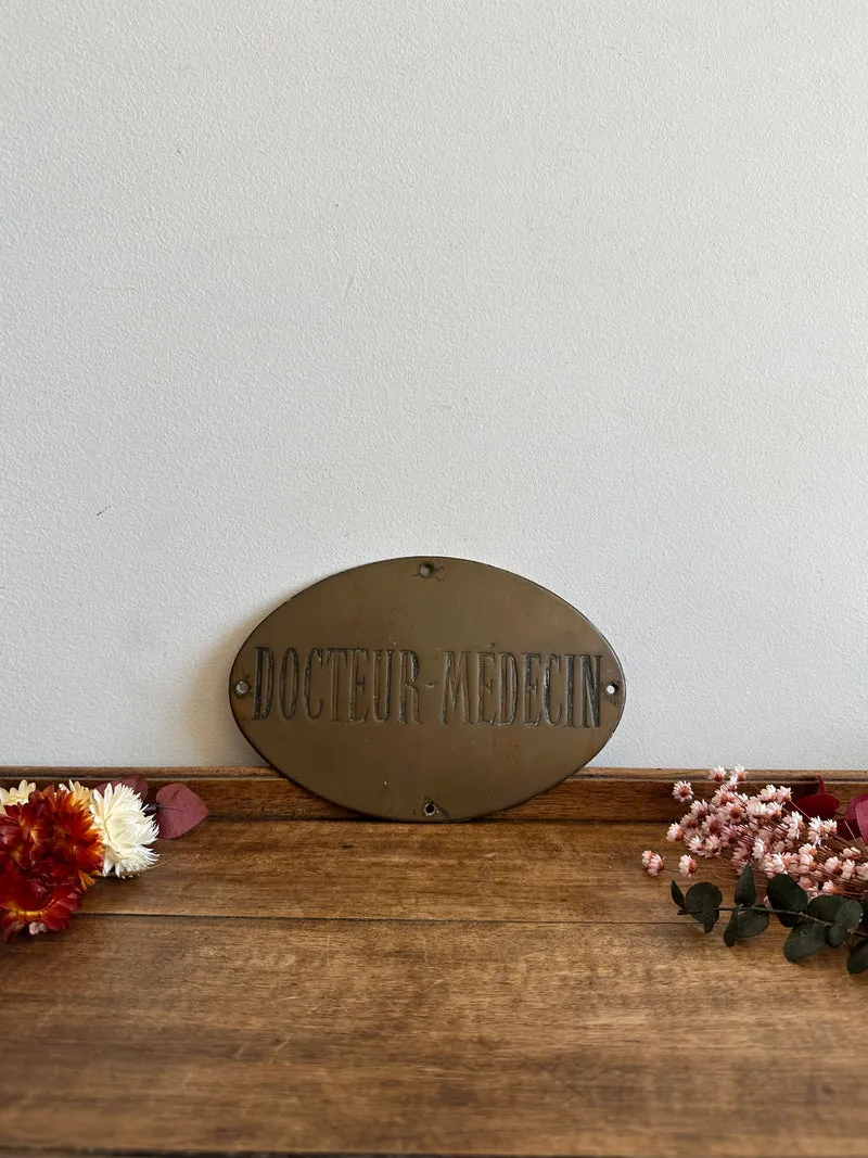 Plaque ovale en laiton Médecin Docteur