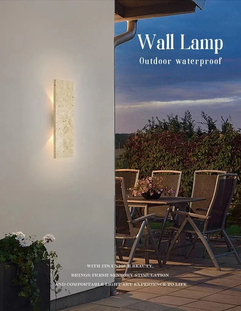 Lampe Murale Étanche Extérieure – Lampe Murale LED en Pierre Naturelle pour Chambre & Extérieur