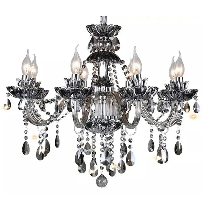 Smoked Crystal Chandelier High Quality K9 Crystal Chandeliers Light Lustres Cristal Chandelier LED Villa Pendant Lighting Lamp