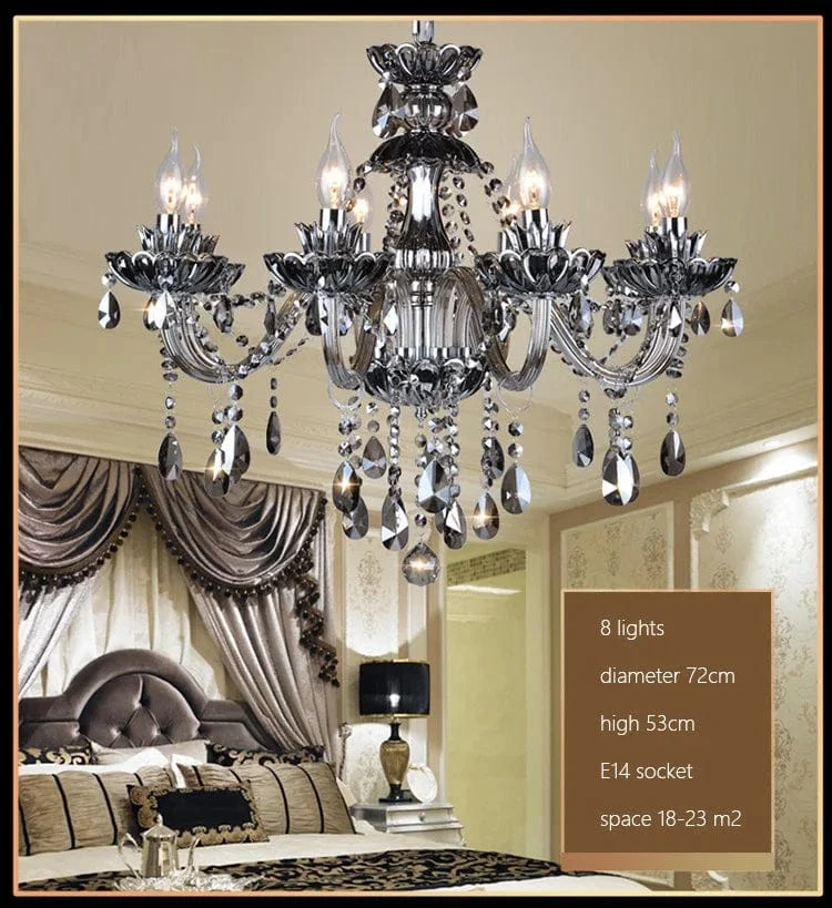 Smoked Crystal Chandelier High Quality K9 Crystal Chandeliers Light Lustres Cristal Chandelier LED Villa Pendant Lighting Lamp