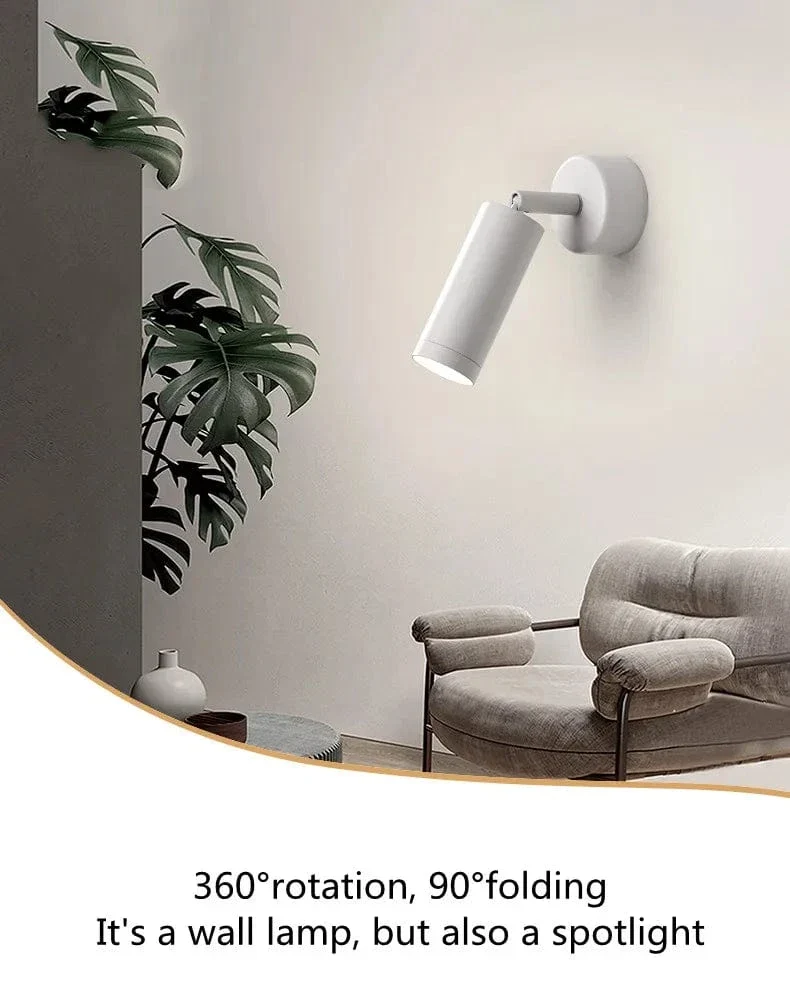 Mounted Adjustable Rotating Led Lamp Wall Lights Spotlight Track Decor Outdoor Light Decorative Luminaires Black White Folding
