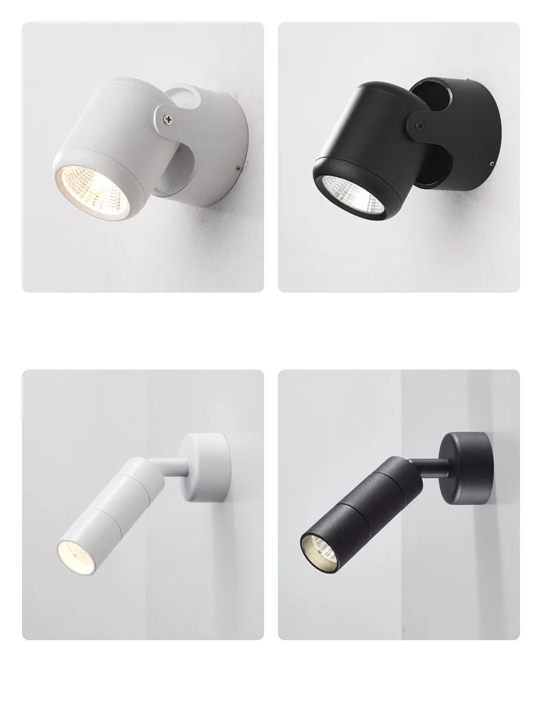 Mounted Adjustable Rotating Led Lamp Wall Lights Spotlight Track Decor Outdoor Light Decorative Luminaires Black White Folding
