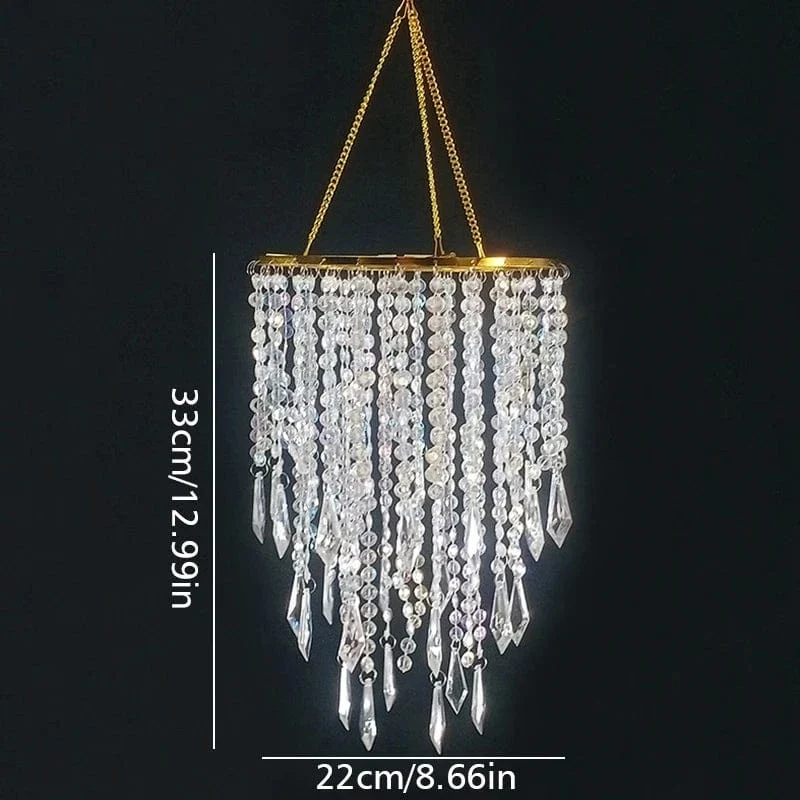 Acrylic Chandelier Lamp Shade Crystal Ceiling Light Covers Sparkling Beaded Pendant Lampshade Wedding Bedroom Home Decor