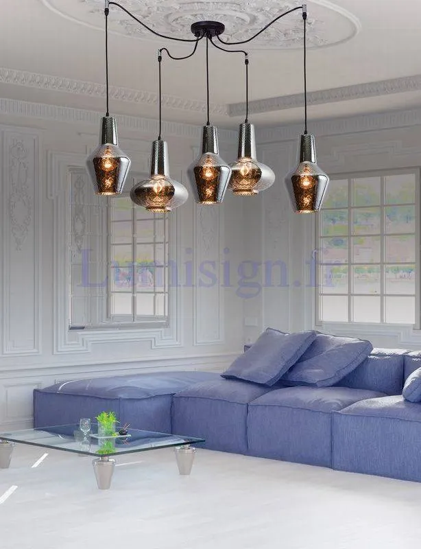 Suspension araignée verre chrome Zambelis-17150 5L