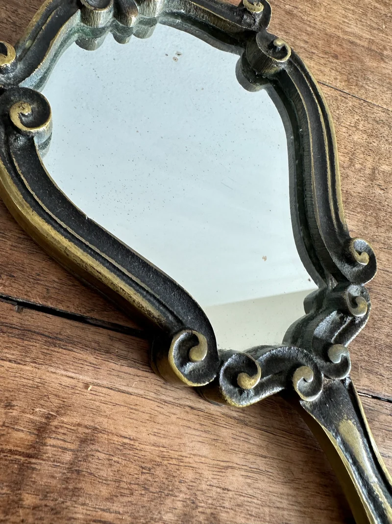 Miroir à main à poser en bronze