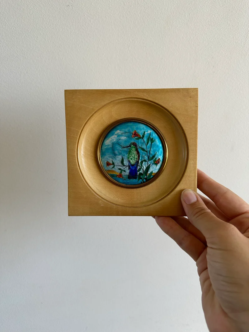 Miniatures emaillées grand feu de Septeuil cadre en bois clair