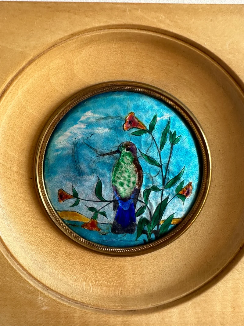 Miniatures emaillées grand feu de Septeuil cadre en bois clair