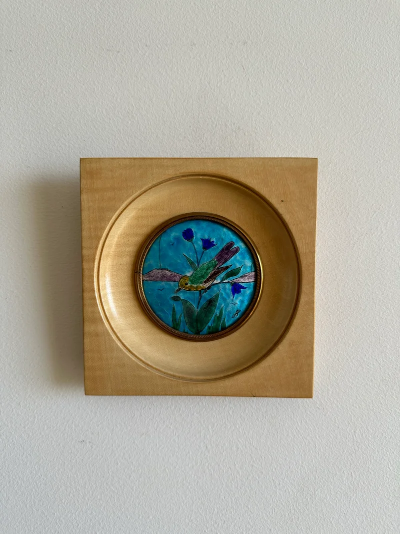 Miniatures emaillées grand feu de Septeuil cadre en bois clair