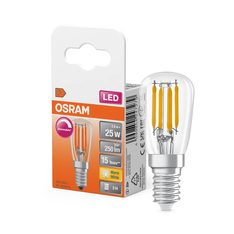 Ledvance LED Special T26 E14 Tubular Filament Clear - 250lm 2700K - Dimmable