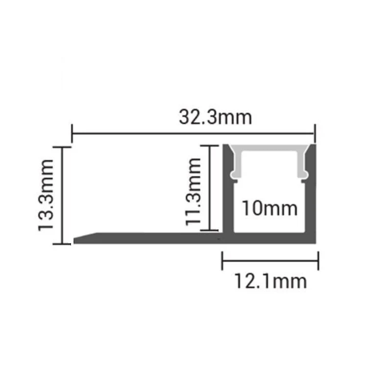 Profilé Aluminium Encastrable 2m Plafond pour Ruban LED