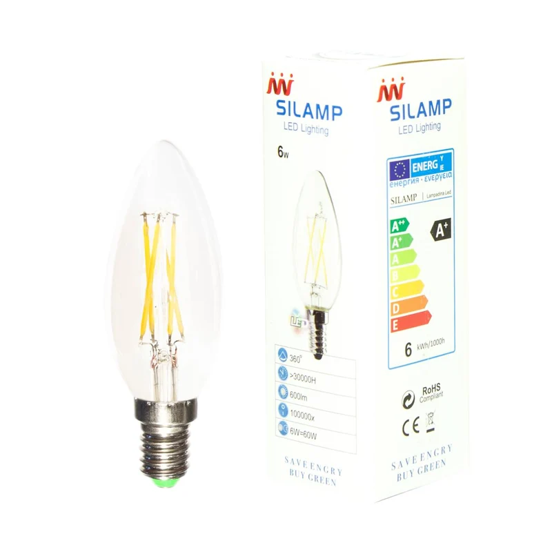 Ampoule LED E14 Filament 6W 220V C35 COB 360°